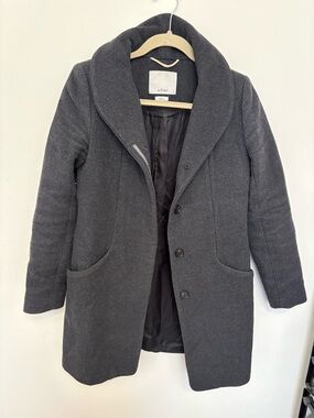 Wilfred Aritzia Cocoon Coat Wool Cashmere Blend Charcoal Grey XXS minimalist
